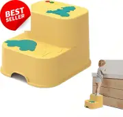 Kids 2-Step Stool for Potty Training & Kitchen, Non-Slip (Yellow)