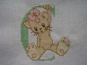 Completed Cross Stitch - Precious Moments ABC Collection "C is for Cat"