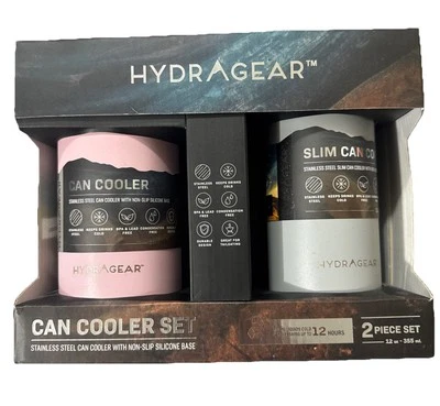 HYDRAGEAR Can Cooler Set. 1 Can Cooler And 1 Slim Can Cooler. Stainless Steel .