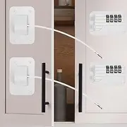 2 Pcs Child Proof Refrigerator Locks, Baby Safety Fridge Door Lock with Password, Self Adhesive Cabinet Locks, Drill-Free Refrigerator Door Lock for Refrigerator Cabinets Drawers Window (White)
