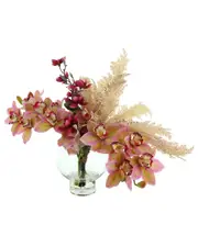 Creative Displays Orchids, Magnolia & Pampas Arranged In Glass Vase