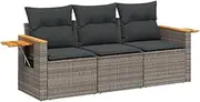 vidaXL Garden Sofa Set - Modular Poly Rattan Outdoor Lounge with Storage - Grey - Patios/Terrace Seating
