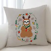 Cute and Funny Christmas Sloth Cushion Cover