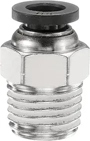 uxcell Push to Connect Fittings 1/4" Tube OD x 1/4" NPT Thread Male Straight Union Fittings Copper Quick Connect Pneumatic Fittings for Semi Truck Trailers Air Brake System, Black