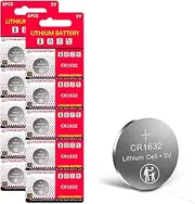 10Pcs CR1632 Battery 3V Lithium Battery Button Battery 1632 Battery ECR1632,DL1632 for Watch,Key Fob,Calculator,Car Remote,Toys