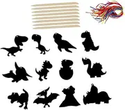 Dinosaur Party Scratch Paper Set 1 Set of Children's Scratch Paper Craft Kit for DIY Art Activity