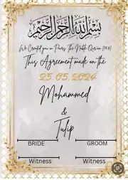 NIKAH PEN + Nikah Certificate Pls Msg Bride & Grooms Name & Nikah Date To EDIT