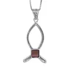 Pendant Jesus Fish Christian Symbol Sterling Silver Nano Sim New Testament 1.3"