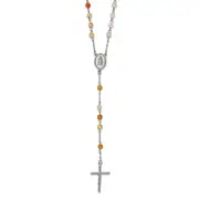 Stainless Steel Chisel Polished With Agate Beads 31 Inch Rosary Necklace