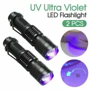 1/2 PCS 365nm UV Flashlight Pen Ultra Violet Black Light Small Inspection Torch