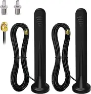 2 x 5G Antenna 4G Exterior,Omnidirectional Signal Amplifier Indoor/Outdoor Gain up to 15DBI SMA Connector with TS9 Magnetic Base Adapter,3G/4G/5G/GSM/GPRS,Universal in All Frequency Bands-3M