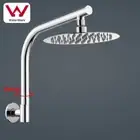WELS 8'' Rain Shower Head Set Swivel Gooseneck Wall Arm Bathroom Chrome Round