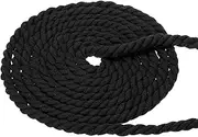 uxcell 1/2 Inch x 50 Feet Natural Twisted Cotton Rope 3 Strand Strong Thick Cotton Rope Tug of War Rope for Railings Crafts Home Decor, Black