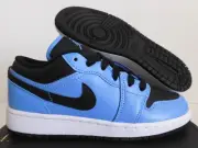 NIKE AIR JORDAN 1 LOW (GS) UNIVERSITY BLUE-BLK SZ 4Y-WOMENS SZ 5.5 [553560-403]