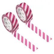 Washi Tape 0.59 Inch x 10.93 Yards, 2 Roll Stripes Pattern Sticker Rose Red