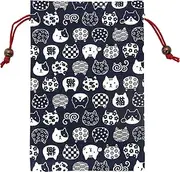 Kyoyu Goshuin Book, Drawstring Bag, Case, Goshuin Book, Nyankon, Cat, Navy Blue, 7.1 x 10.4 inches (18 x 26.5 cm)