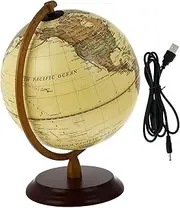 Vintage Terrestrial Globe Decor with Lamp Retro Educational Teaching Tool for Home and Office Decoration Compact Design Stylish Accent Light