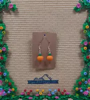 Lego® Pumpkin Dangling Silver Plated Hook Earrings Custom Handmade