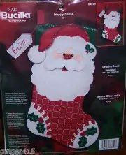 Bucilla "HAPPY SANTA" Felt Christmas Stocking Kit-OOP Original