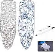 12x32in 13x36in 13x38in 14x43in 15x48in Replacement Ironing Board Cover and Pad, Ironing Pad Full Size Scorch Resistant Padding, Ironing Board Cotton Cover Pad(Floral,14x43 in(35x110 cm))