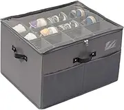 Bytebliss Shoe Organizer for Closet, Foldable Shoe Storage Container Basket Boxes Bins with Clear Cover, Adjustable Dividers, Fits 8-16 Pairs