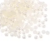 1200pcs ABS Half Pearl Beads 5mm Flat Back Imitation Pearl Beige
