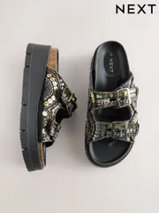 Gold Forever Comfort® Beaded Platform Buckle Detail Footbed Wedge Shoes (AL5557) | $111