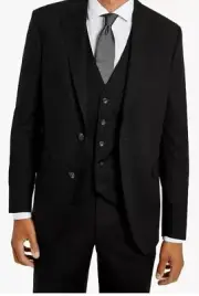 Kenneth Cole Reaction Suit Jacket Men Size 46R Black Slim Fit Ready Flex NWT dj8
