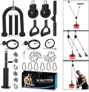 Pulley System Triceps Bicep Curl LAT Pulldown Forearm Squat Rack Gym Set 28Pcs