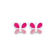 Sterling Silver Pink Butterfly Enamel Earrings