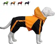 Lovelonglong Welsh Corgi Dog Hooded Raincoat, Dachshund Rain Jacket Poncho Waterproof Clothes with Hood Breathable 4 Feet Four Legs Rain Coats for Corgis Dachshund Orange D-L