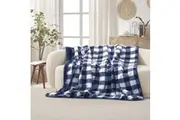 Dreamaker Gingham Plush Heated Throw Midnight Blue - 180x200cm