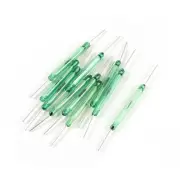 10Pack Silver Tone Axial Leads Green Glass Tube NO Reed Switch 28mm Replacement