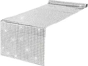 Disco Table Runner Silver Sequin Table Runners 12 x 71 Inches Retro 70s 80s Theme Disco Ball Party Table Runner for Wedding Birthday Party Home Table Decorations (12 x 71 in)