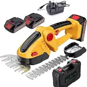 Cordless Hedge Trimmer-Rechargeable Handy Electric Saw Grass Lawn Mower Branch Cutting Clippers Pruning Shears, with 2 PCS Rechargeable Batteries and Charger for Garden, Lawn