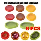 Set of 8 Reusable Silicone Fruit and Vegetable Storage Containers Avocado Onion