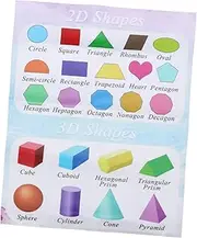 SHINEOFI Early Learning Chart Preschool Educational Posters 2d 3d Shapes Self-adhesive Kids English Learning Tool Decorative for Nursery