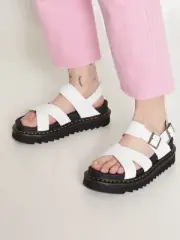 DR.MARTENS Voss II Women’s Leather Ajustable Strap Platform White Sandals Size 8