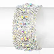 STATEMENT AB AURORA BOREALIS & CLEAR CRYSTAL BRACELET FORMAL WEDDING JEWELRY*