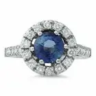 Lab Created 2.40CT Round Blue Sapphire & White Stone Wedding Ring In 935 Silver