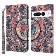 For Google Pixel 8 Pro Stand PU Leather Phone Case 3D Pattern Printing Wallet Cover with Strap