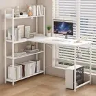 120cm L Shaped Computer Desk Home Office Corner Table w/ Reversible Shelf White