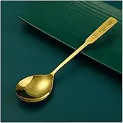 Tablespoons Brass Spoon Household Spoon Thickened Solid Pure Handmade Long Handle Spoon Tableware Eating Spoon Serving Spoon (Color : E)