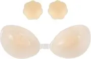 [Yphzmtz] Strapless and Strapless Adhesive Bra for Women, Invisible, Reusable, Thin, Comfortable and Skin-Friendly Silicone Adhesive Bra with 1 Pair of Nipple Pads for All Backless Clothes (A