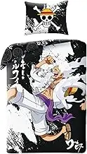 Halantex One Piece Monkey D. Luffy GEAR5 Bed Linen Set - Duvet Cover 140 x 200 cm with Pillowcase 70 x 90 cm - 100% Cotton Oeko-Tex - Black