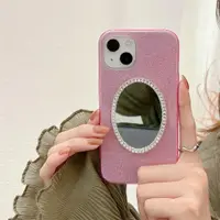 在飛比找ETMall東森購物網優惠-粉色閃粉iphone14鏡子手機殼13promax蘋果12藍