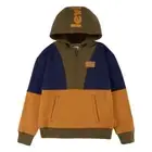 Boys’ Levi's $56 Blue/Ochre/Olive Sueded Fleece Half-Zip Pullover Hoodie NWT