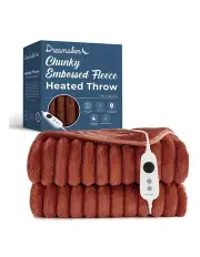 [Dreamaker] Chunky Embossed Fleece Electric Heated Throw Blanket in Rust