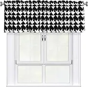LHBWCVN Houndstooth Black Valances for Windows, Rod Pocket Window Treatment Drapes Farmhouse Kitchen Curtains Short Blackout Window Curtains for Living Room Bedroom Decor 54x18 Inch