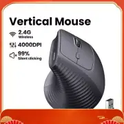 Vertical Wireless Mouse 2.4G Ergonomic 4000DPI 6 Mute Buttons for MacBook Tablet
